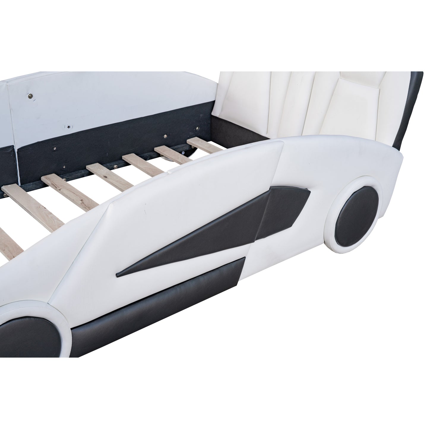 Twin Size Race Car-Shaped Platform Bed with Wheels