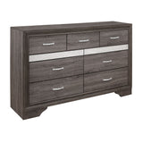 Unique Style Bedroom 1pc Dresser of Drawers Hidden Drawers Gray and Sliver Glitter Wooden Furniture