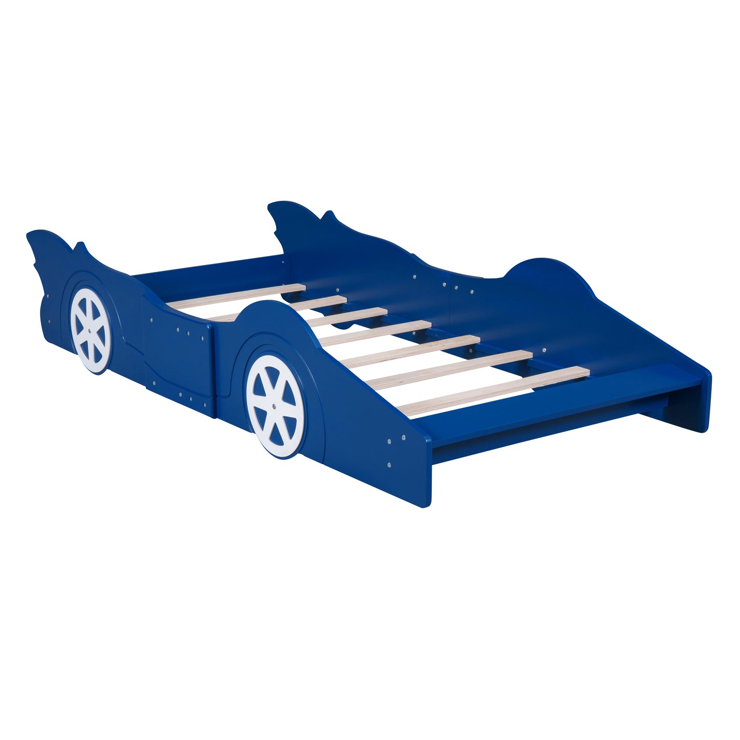 Twin Size Race Car-Shaped Platform Bed with Wheels