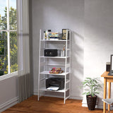 Bookshelf, Ladder Shelf, 4 Tier Tall Bookcase, Modern Open Book Case for Bedroom, Living Room, Office (White)