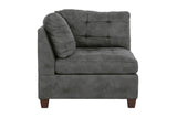 Living Room Furniture Tufted Corner Wedge Antique Grey Breathable Leatherette 1pc Cushion Wedge Sofa Wooden Legs