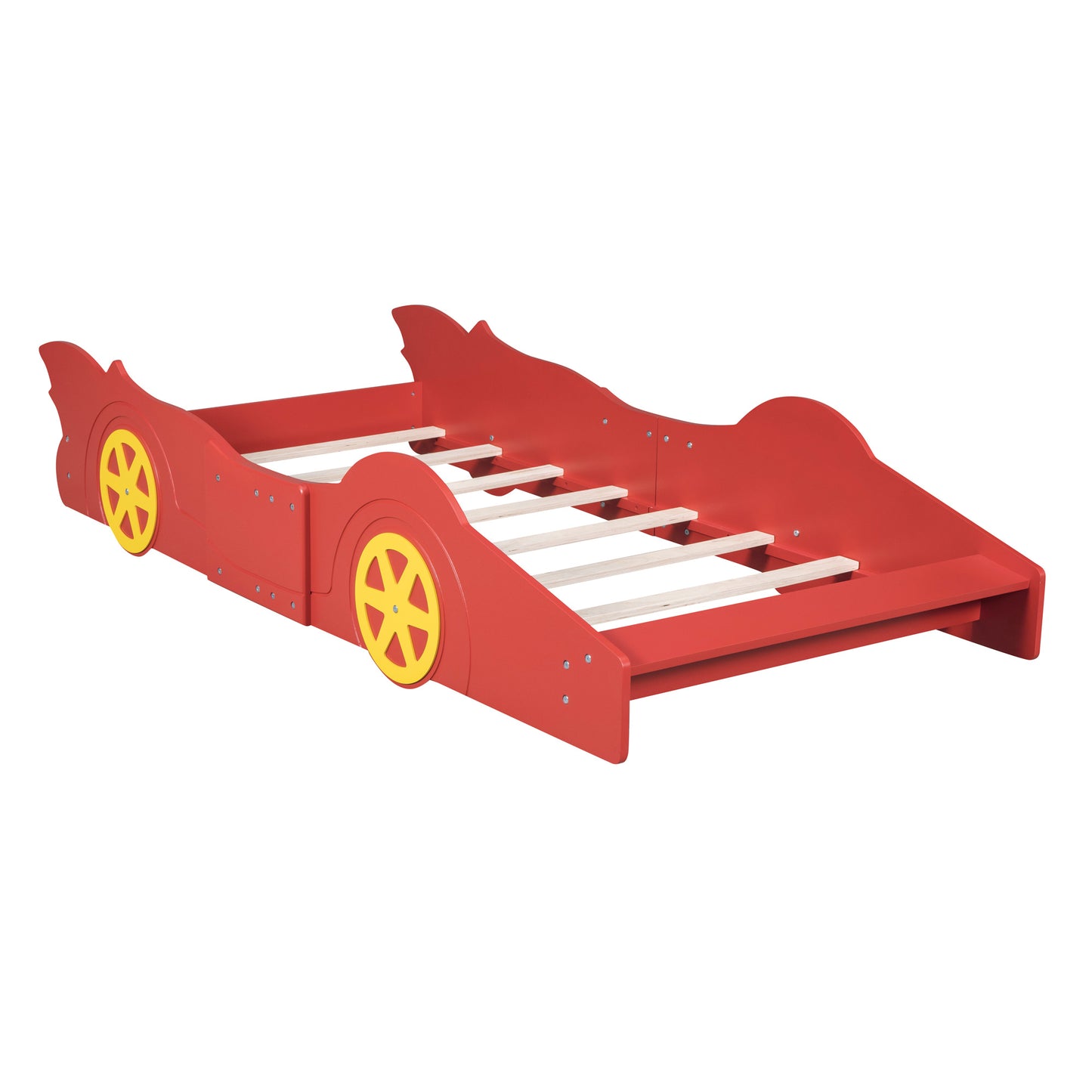Twin Size Race Car-Shaped Platform Bed with Wheels