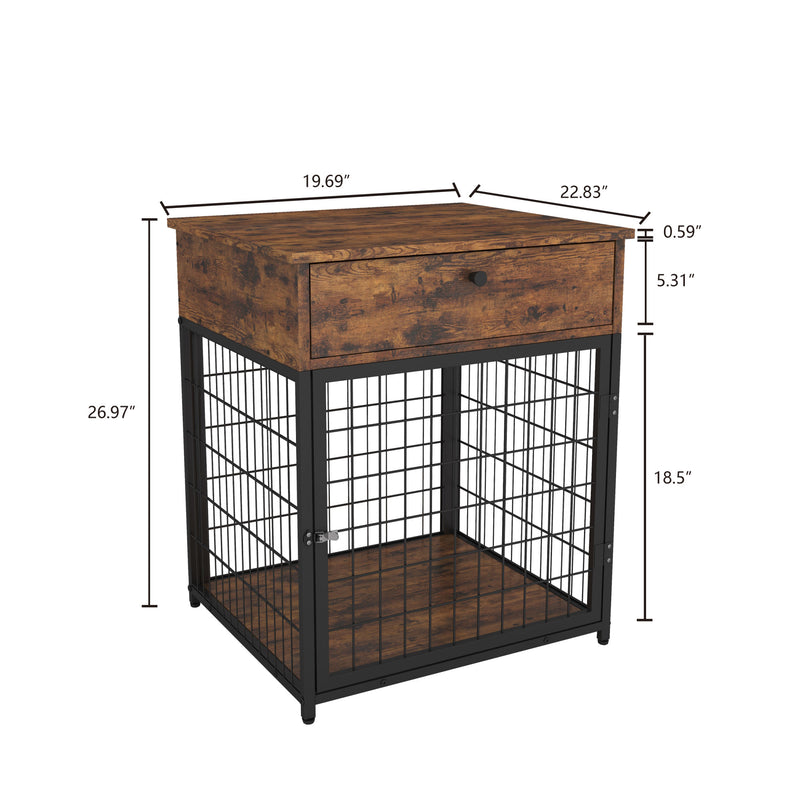 JHX Furniture Dog Crates for small dogs Wooden Dog Kennel Dog Crate End Table; Nightstand(Rustic Brown)
