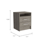 Rowley 2-Drawer 1-Shelf Rectangle Nightstand Light Grey
