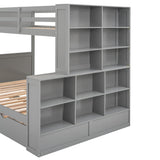 Twin over Full Bunk Bed with Trundle and Shelves;  can be Separated into Three Separate Platform Beds