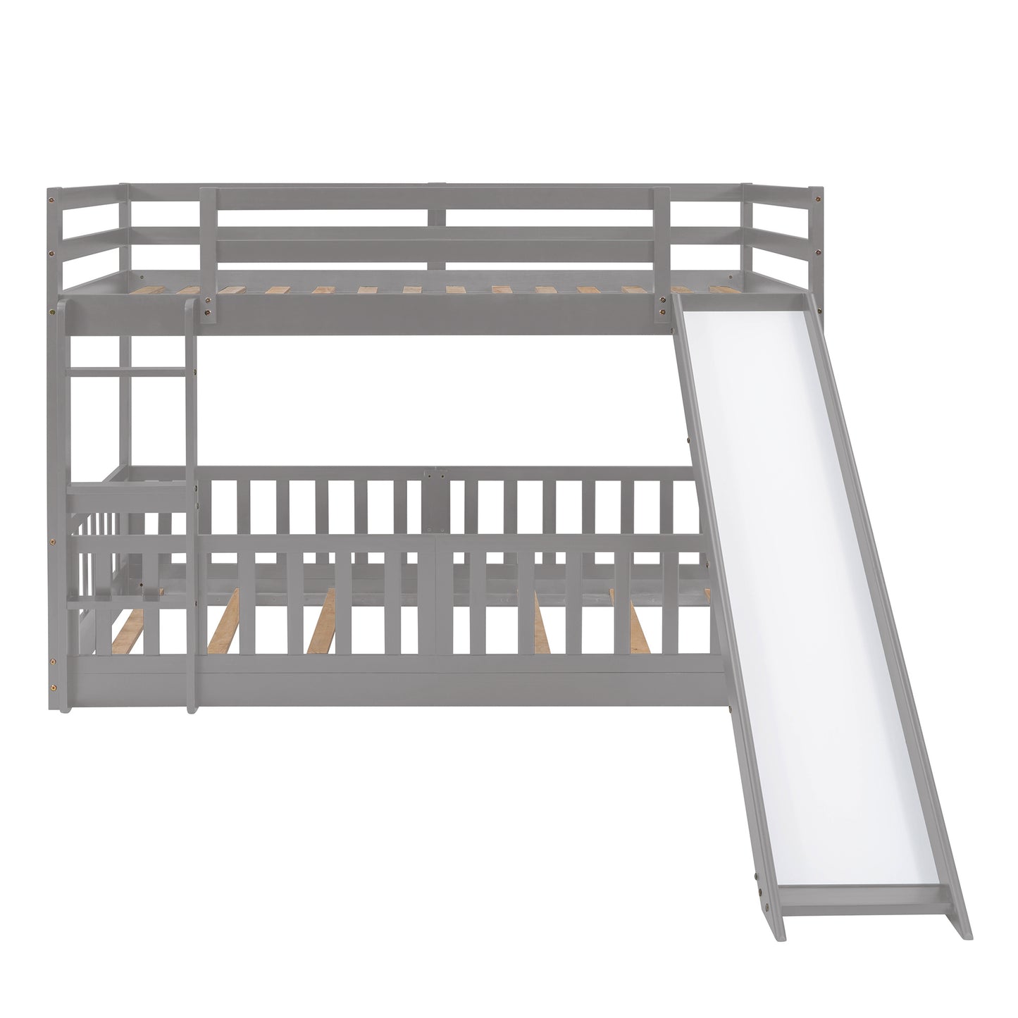 Twin Over Twin Bunk Bed with Slide and Ladder