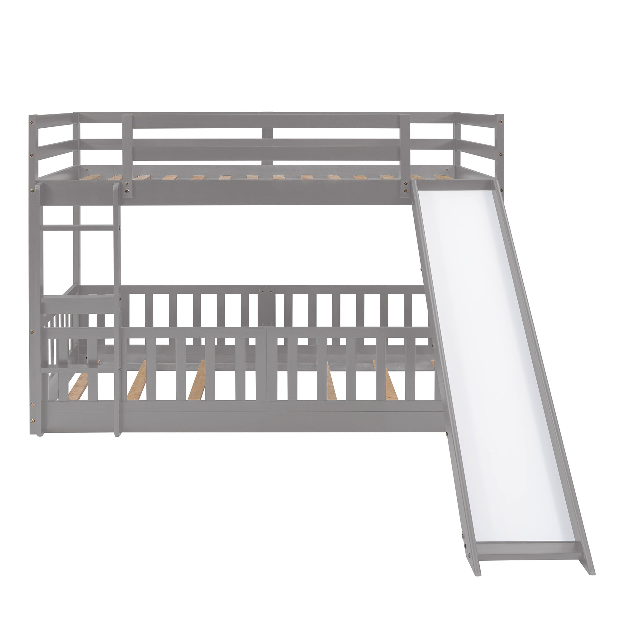 Twin Over Twin Bunk Bed with Slide and Ladder