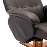 Recliner Chair with Ottoman, Swivel Recliner Chair with Wood Base for Livingroom, Bedroom, Faux Leather Beige,Brown