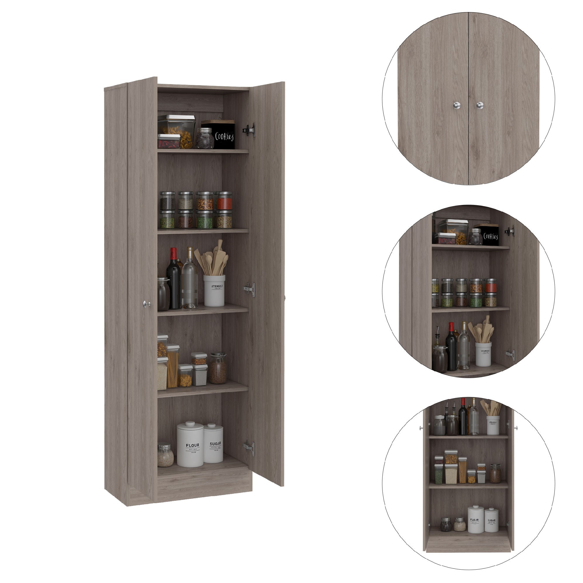 Storage Cabinet Pipestone, Double Door, Light Gray Finish