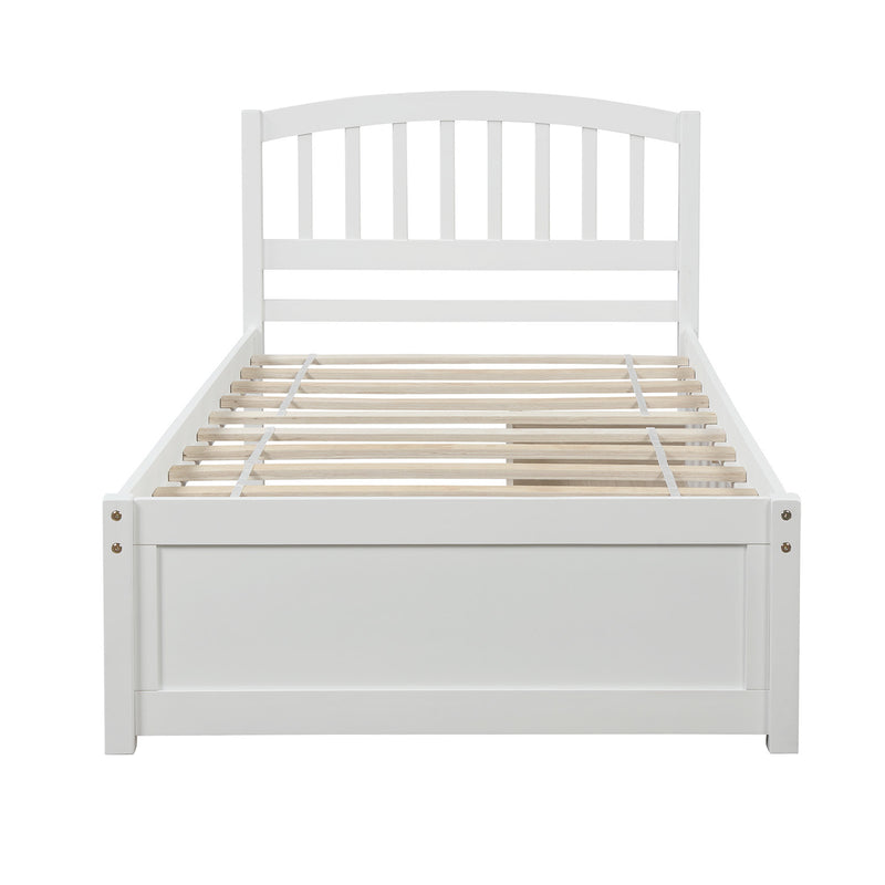 Twin Platform Storage Bed Wood Bed Frame with Two Drawers and Headboard