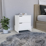 DEPOT E-SHOP Haines Nightstand with 2-Drawers, End Table with Sturdy Base, White