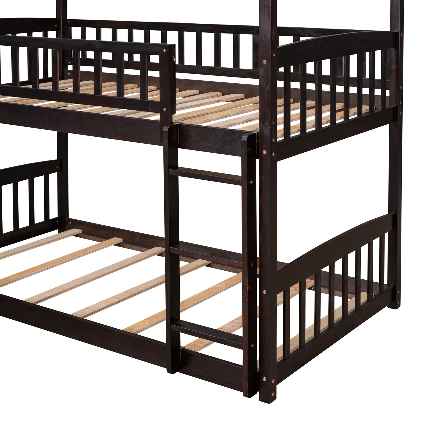 Twin Over Twin Bunk Bed with Slide, House Bed with Slide