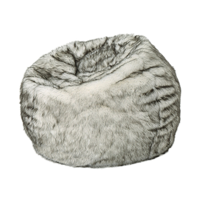 Cassell Modern Glam Faux Fur 3 Foot Bean Bag, White and Gray