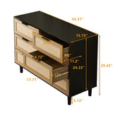6 drawers Rattan dresser Rattan Drawer, Bedroom,Living Room (Black)