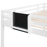 Twin size Loft Bed Wood Bed with Slide, Stair and Chalkboard
