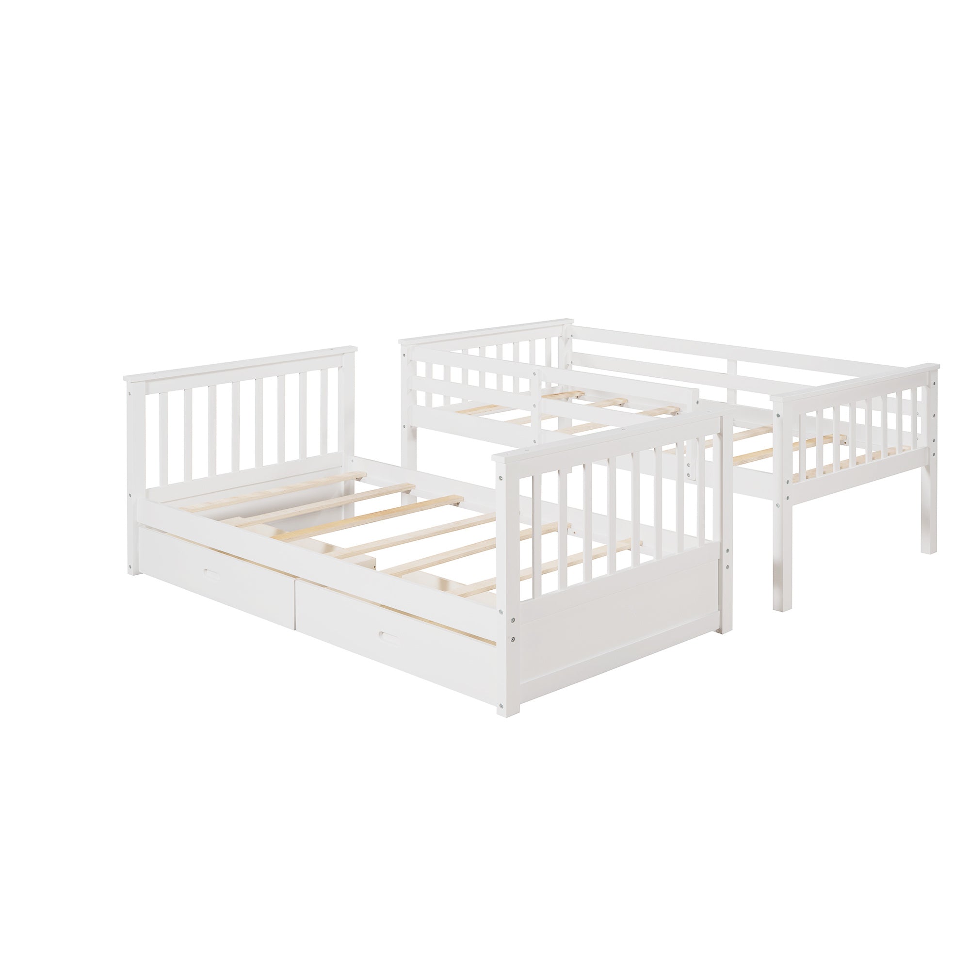 Twin-Over-Twin Bunk Bed with Ladders and Two Storage