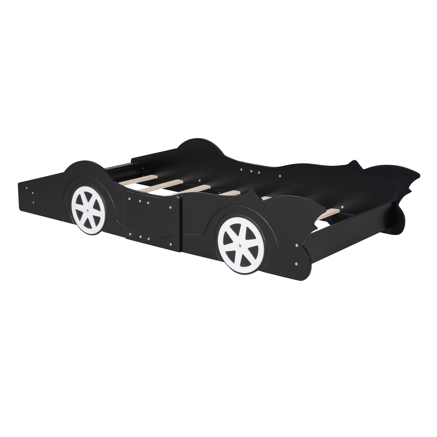 Twin Size Race Car-Shaped Platform Bed with Wheels