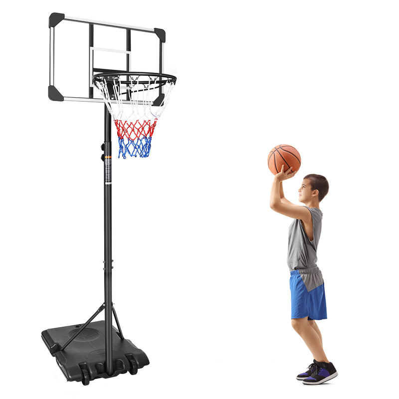 Portable Basketball Goal System with Stable Base and Wheels, use for Indoor Outdoor teenagers youth height adjustable 5.6 to 7ft Basketball Hoop 28 Inch Backboard