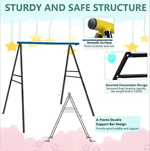 Swing Frame,A-Frame Swing Stand with Ground Nail, Heavy Duty Metal Swing Frame, Fits for Most Swings & Yoga Swing, Anti-Rust and Good Stability