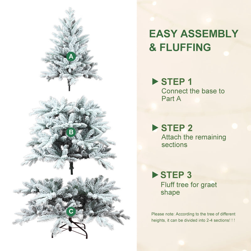 7FT PE/PVC Mixed Flocking Automatic Tree Environmentally Friendly Fireproof Artificial Christmas Flocked Tree