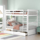 Twin-Over-Twin Bunk Bed with Ladders and Two Storage