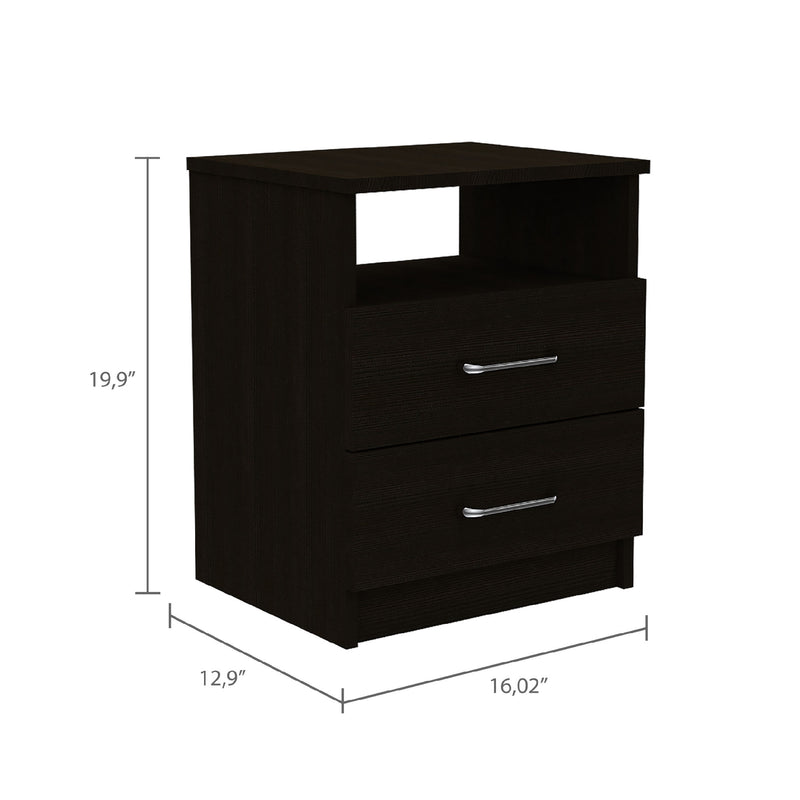 Brookeline 2-Drawer 1-Shelf Rectangle Nightstand Black Wengue