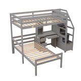 Twin Size Loft Bed with a Stand-alone Bed;  Storage Staircase;  Desk;  Shelves and Drawers
