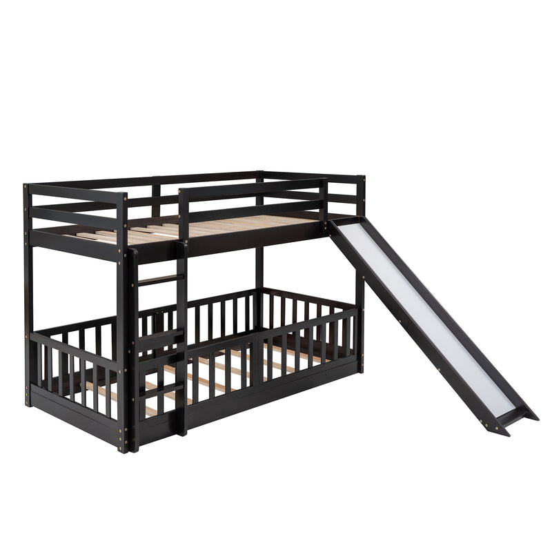 Twin Over Twin Bunk Bed with Slide and Ladder