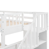 Stairway Twin-Over-Full Bunk Bed with Twin size Trundle, Storage and Guard Rail for Bedroom, Dorm, for Adults