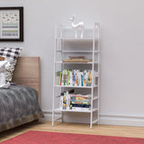 Bookshelf, Ladder Shelf, 4 Tier Tall Bookcase, Modern Open Book Case for Bedroom, Living Room, Office (White)