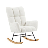 Off White Teddy Fabric Rocking Chair