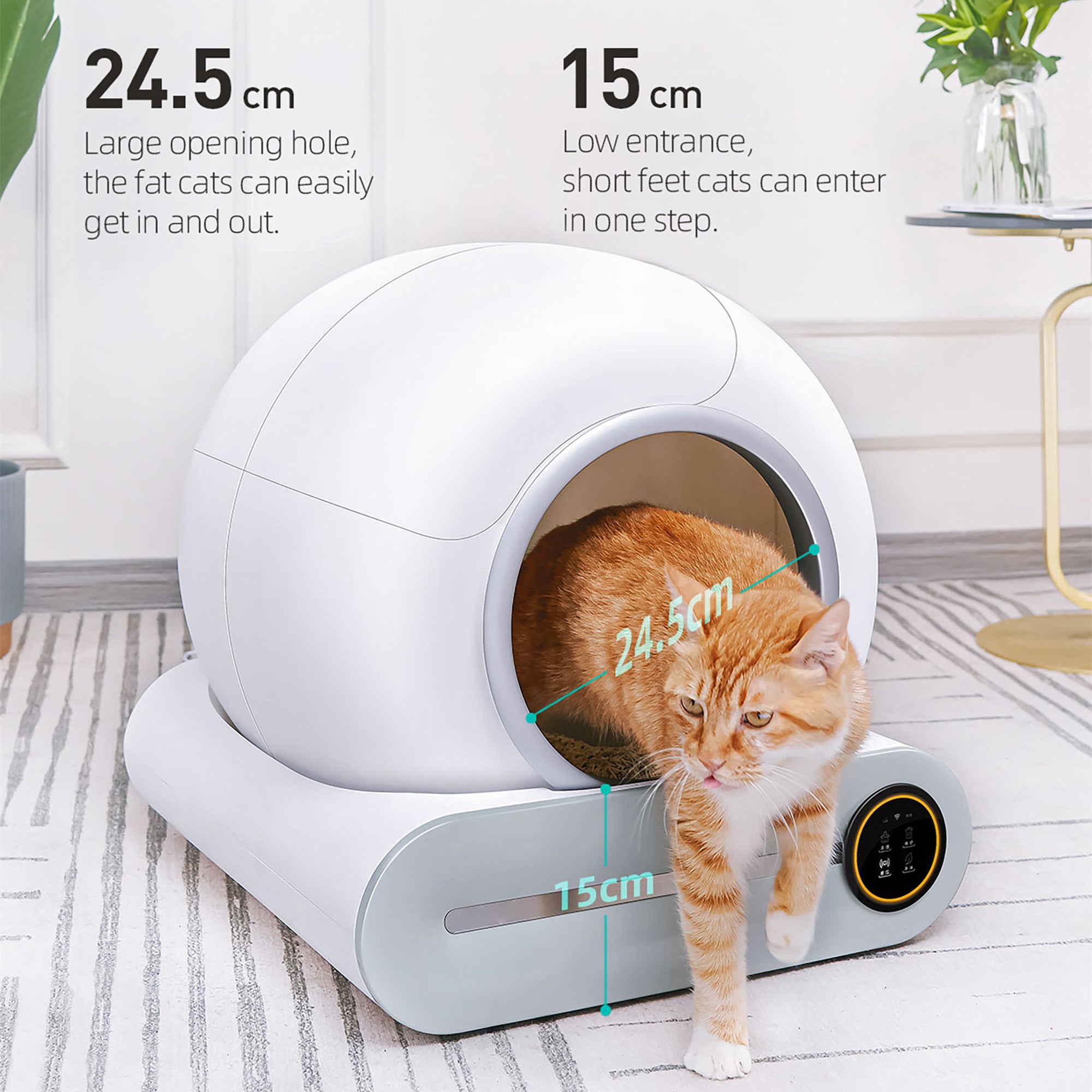 Self-Cleaning Cat Litter Box, Automatic Scooping and Odor Removal, App Control Support 2.4G WiFi, Smart Automatic Cat Litter Box with Liner