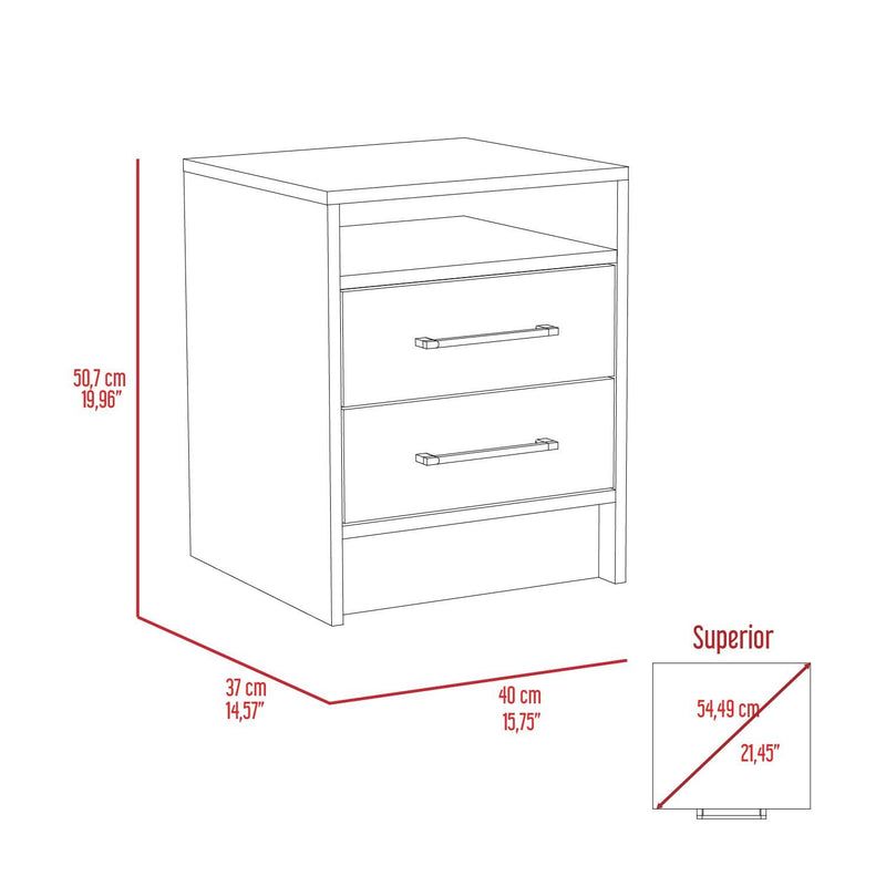 Rowley 2-Drawer 1-Shelf Rectangle Nightstand Smokey Oak and White