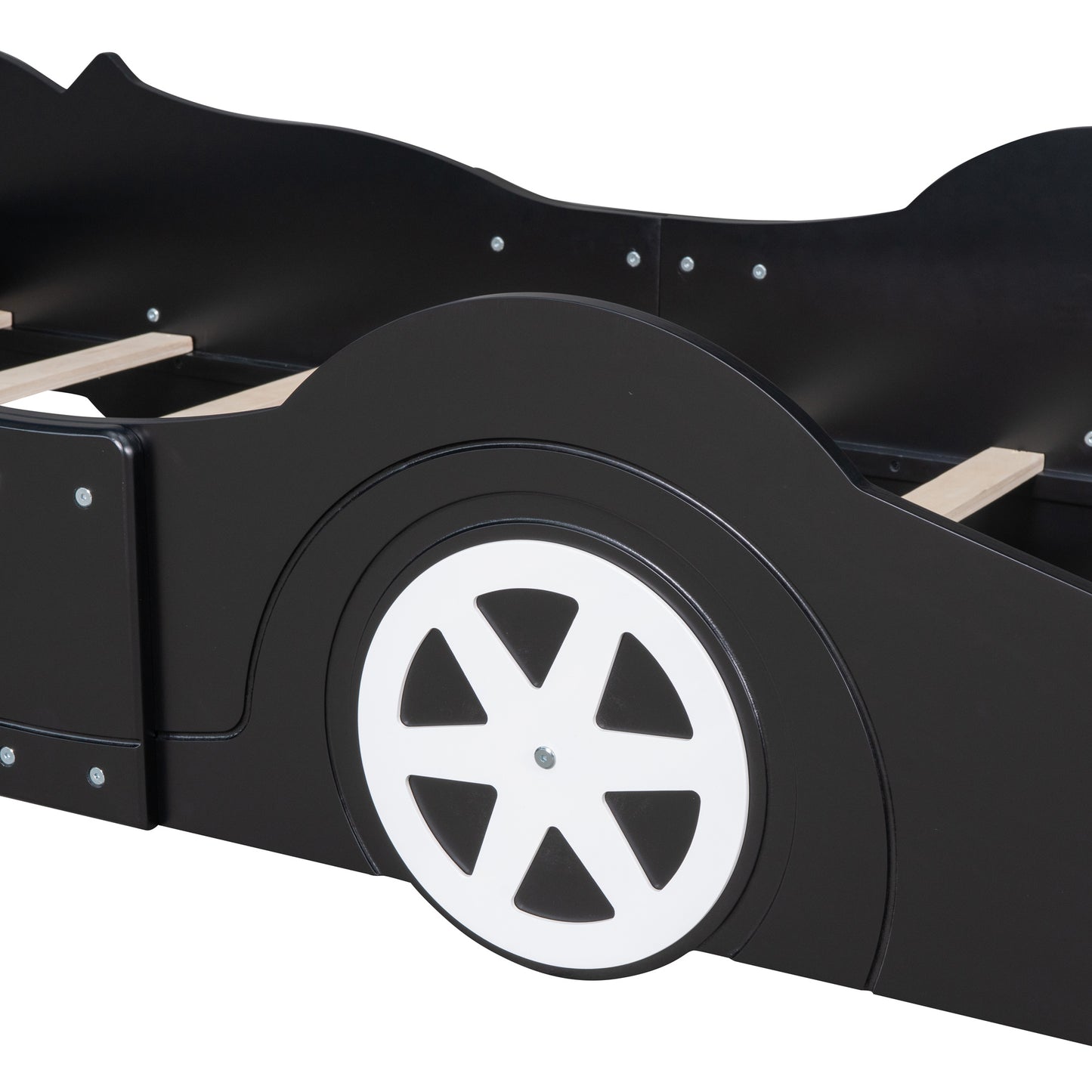 Twin Size Race Car-Shaped Platform Bed with Wheels