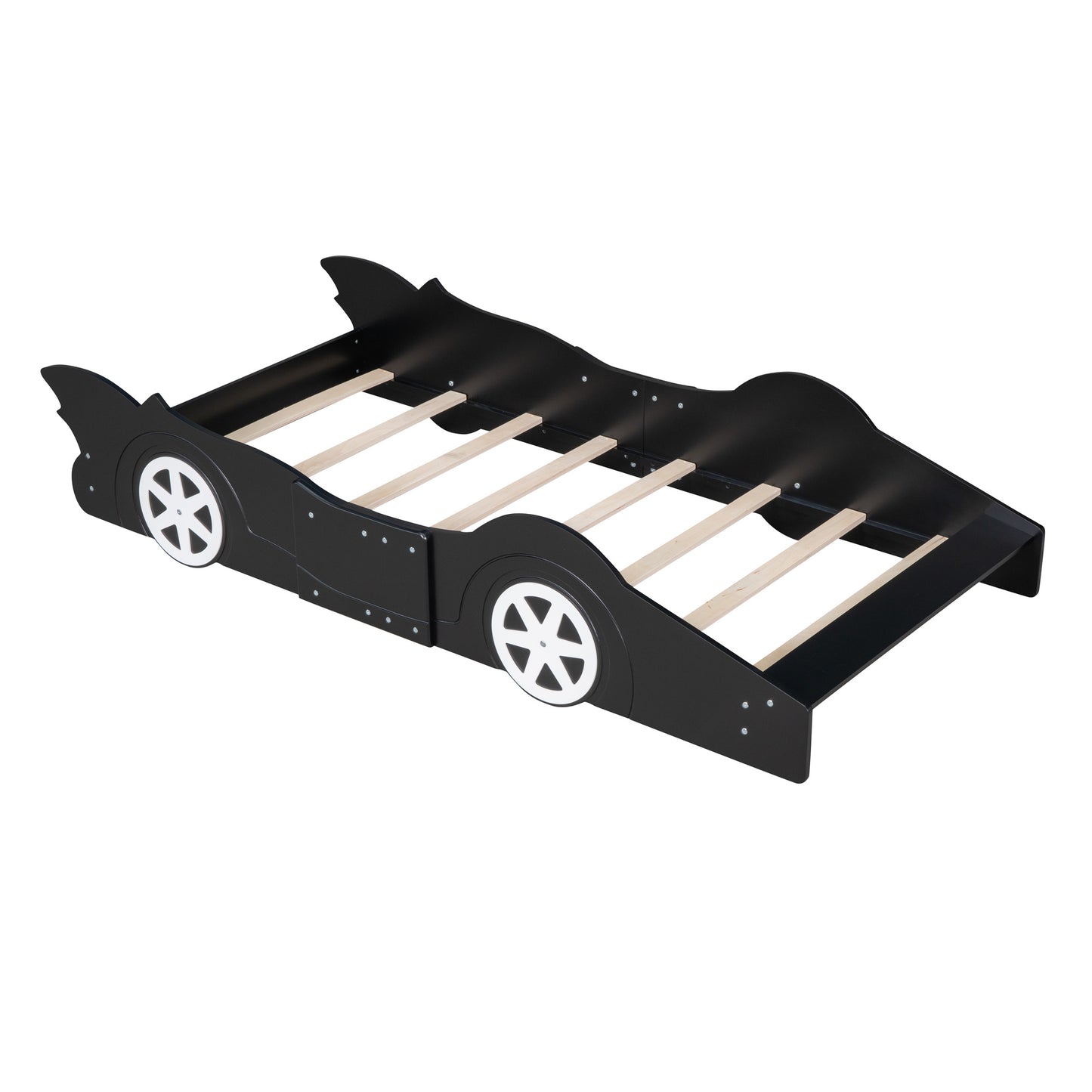 Twin Size Race Car-Shaped Platform Bed with Wheels