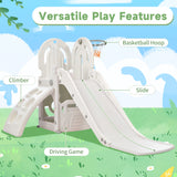 Toddler Climber and Slide Set 4 in 1, Kids Playground Climber Freestanding Slide Playset with Basketball Hoop Play Combination for Babies Indoor & Outdoor