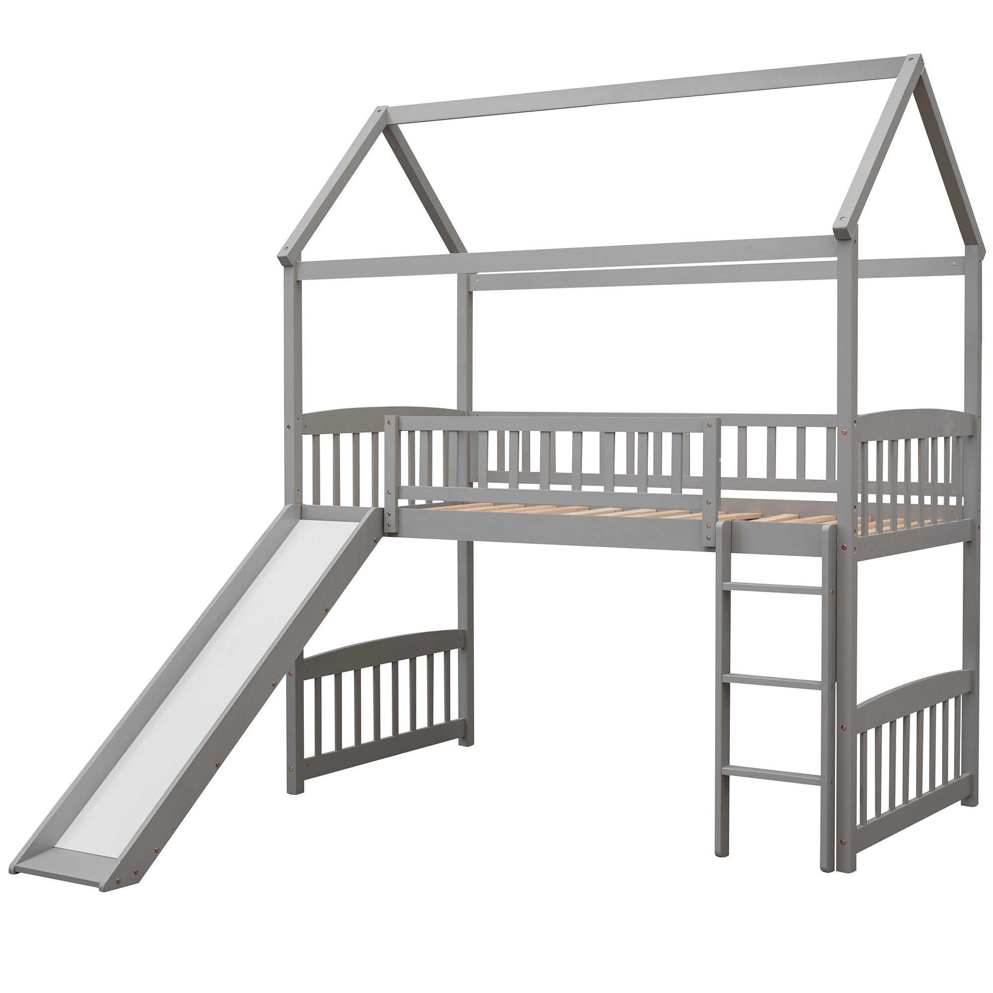 Twin Loft Bed with Slide;  House Bed with Slide