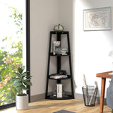 Corner Shelf, 4 Tier Bamboo Corner Bookshelf, 47.2 Inch Tall Bookcase, Open Ladder Book Case, Modern Bookshelf Stand in Living Room, Bedroom, Office, Kitchen, Balcony, White