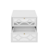 2 drawer nightstand,Small Bedside Table with 2 Drawers,White Mirrored Nightstand,with Gold Legs, Side Table with Storage for Bedroom, Living Room