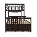 Twin-Over-Full Bunk Bed with Twin size Trundle ;  Separable Bunk Bed with Drawers for Bedroom