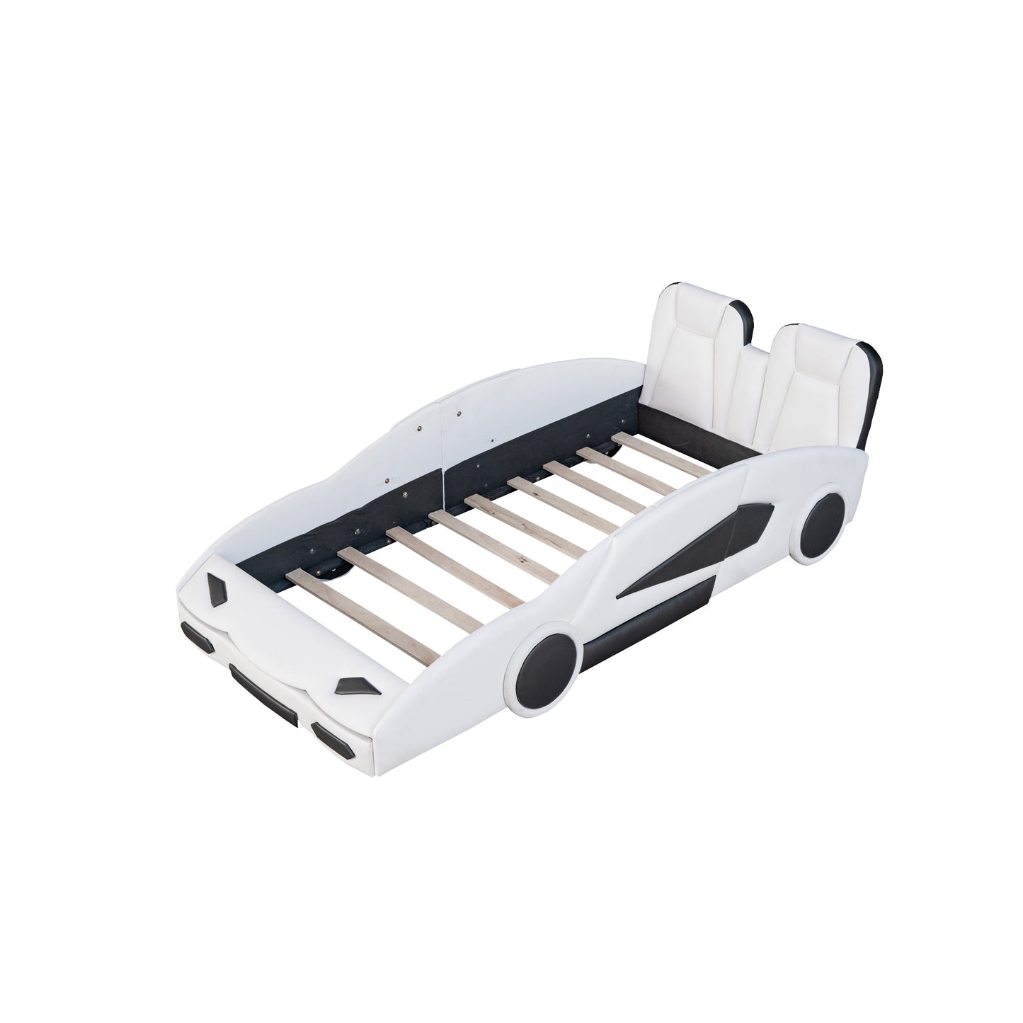 Twin Size Race Car-Shaped Platform Bed with Wheels