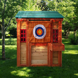 Eco-friendly Outdoor Wooden 4-in-1 Game House for kids garden playhouse with different games on every surface,Solid wood,61.4"Lx45.98'Wx64.17H
