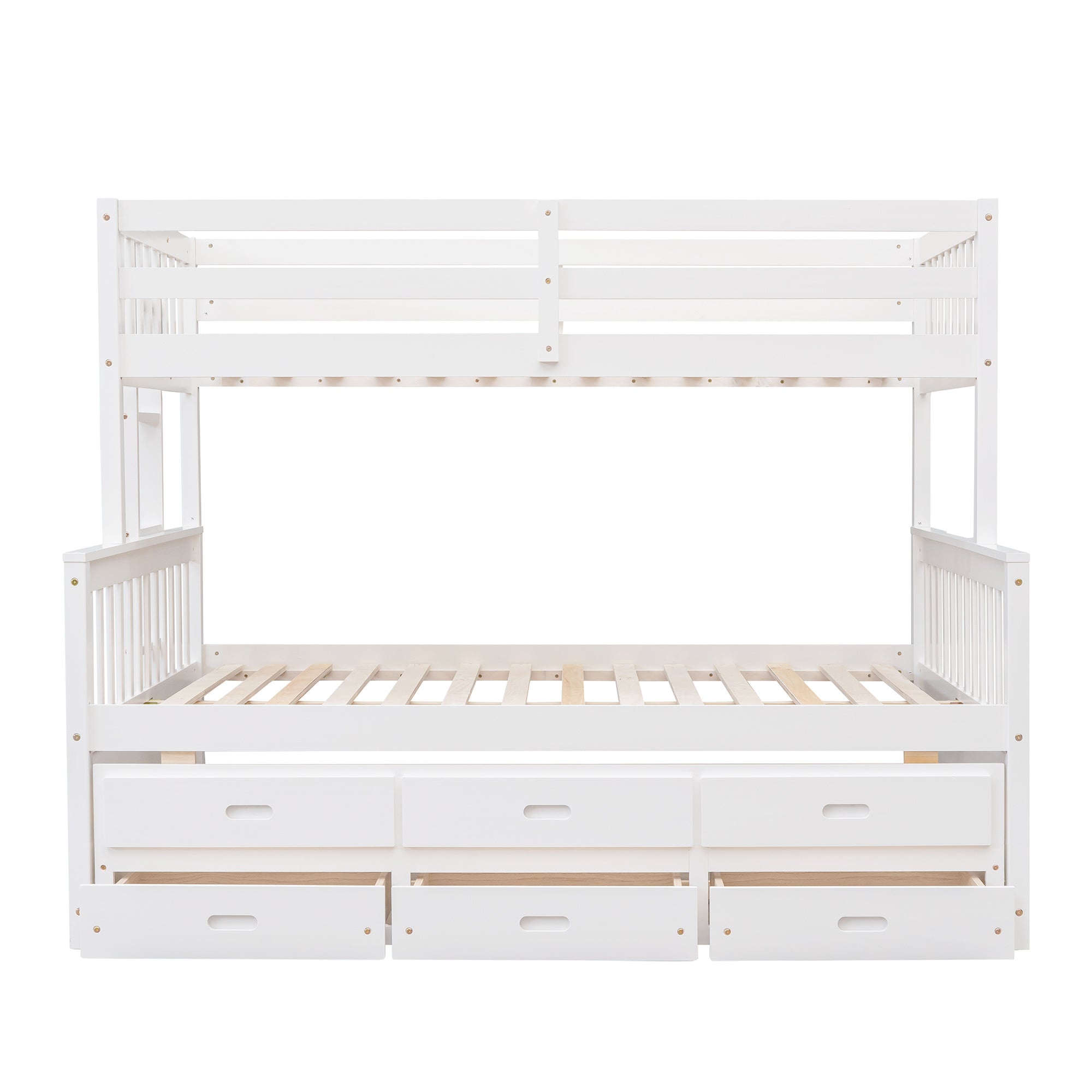 Twin-Over-Full Bunk Bed with Twin size Trundle ;  Separable Bunk Bed with Drawers for Bedroom