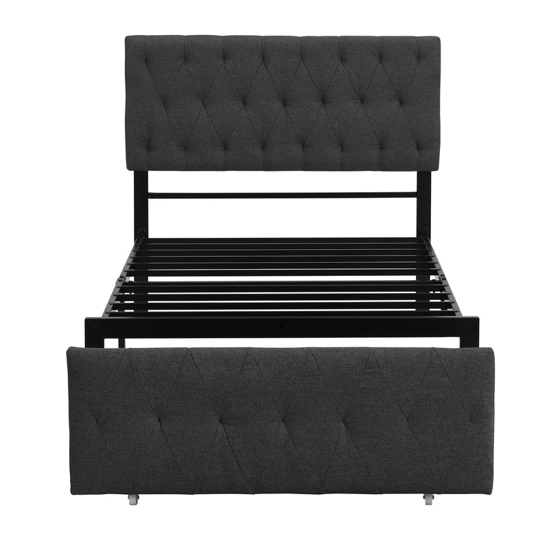 Twin Size Storage Bed Metal Platform Bed with a Big Drawer