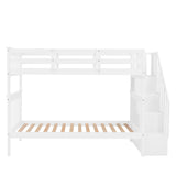 Stairway Twin-Over-Twin Bunk Bed with Storage and Guard Rail for Bedroom, Dorm