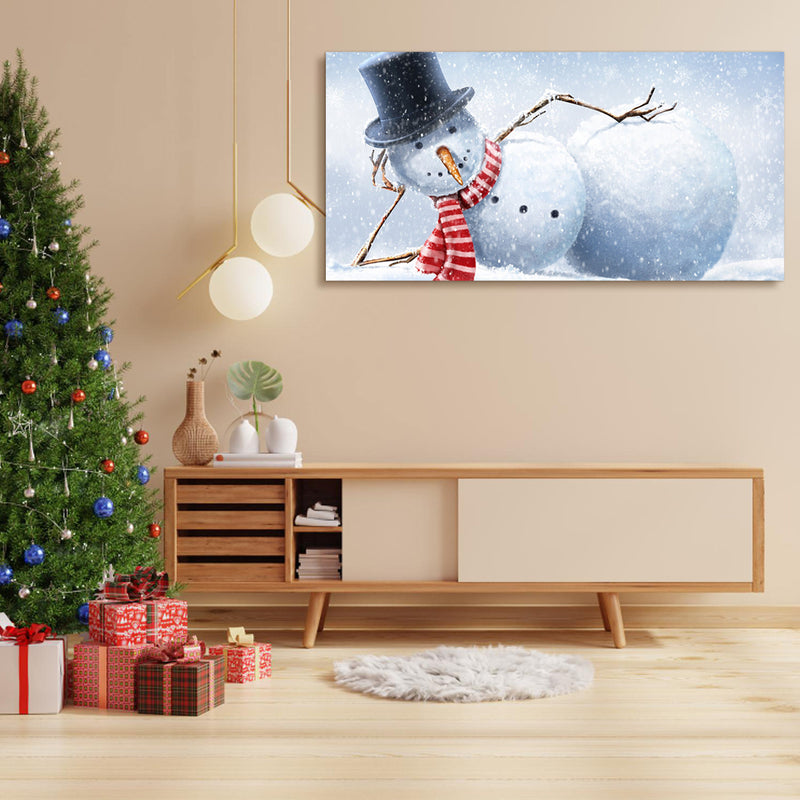 Framed Canvas Wall Art Decor Painting For Chrismas, Cute Lying Snowman Painting For Chrismas Gift, Decoration For Chrismas Eve Office Living Room, Bedroom Decor-Ready To Hang