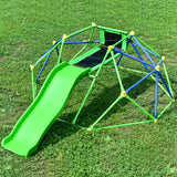Kids Climbing Dome Jungle Gym - 6 ft Geometric Playground Dome Climber Play Center with 4.6ft Wave Slide, Rust & UV Resistant Steel Supporting 800 LBS