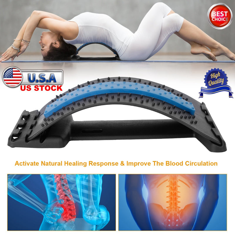 Back Massage Stretching Device Multi-Level Lumbar Spinal Support Stretcher Herniated Disc Upper Lower Back Pain Relief