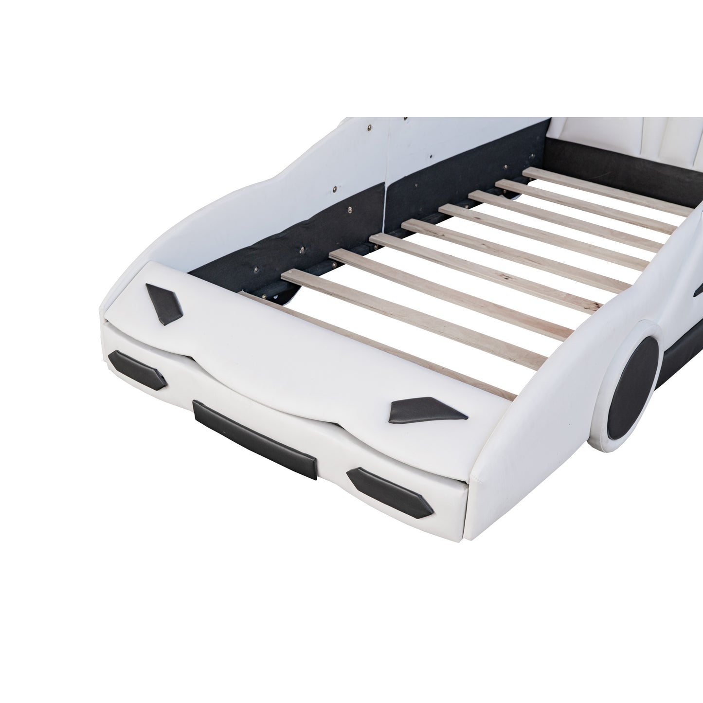 Twin Size Race Car-Shaped Platform Bed with Wheels
