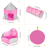 3 In 1 Child Crawl Tunnel Tent Kids Play Tent Ball Pit Set Foldable Children Play House Pop-up Kids Tent w/Storage Bag